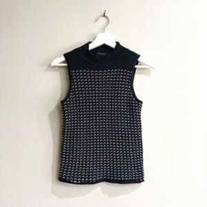 Rag & Bone Black Sleeveless Turtleneck Knit Top Rayon Nylon Blend Women Size XS